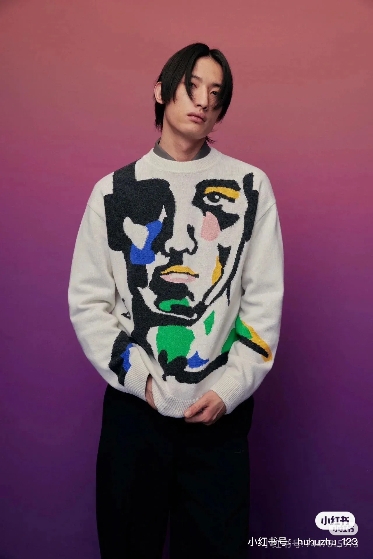 Louis Vuitton portrait jacquard wool knit sweater